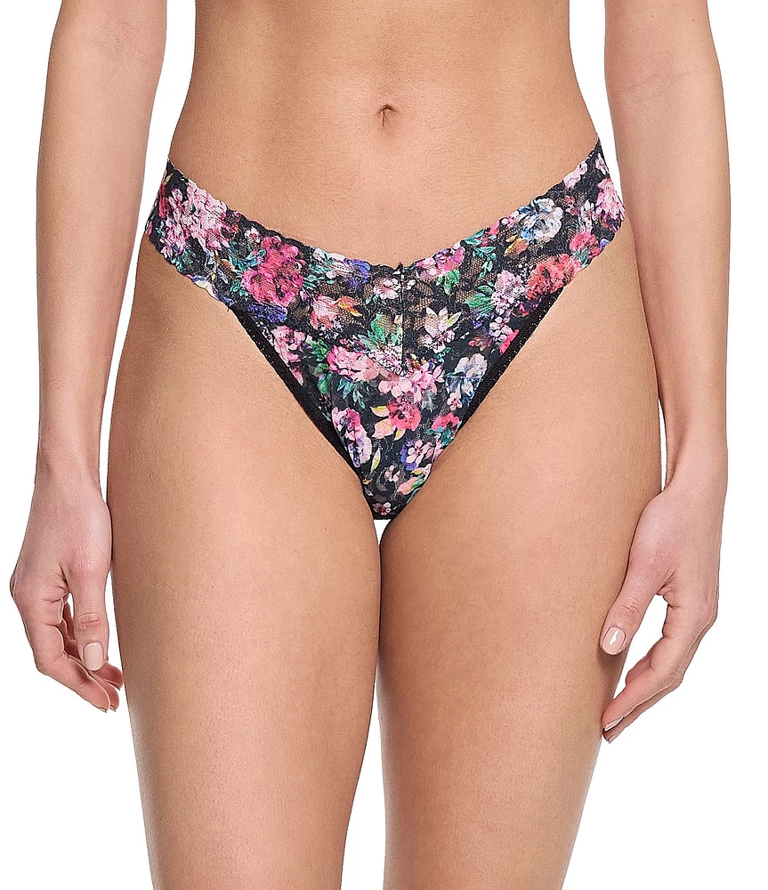 Hanky Panky Floral Printed Original Rise Lace Thong