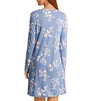 Hanro Floral Jersey Knit Long Sleeve V-Neck Nightgown