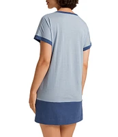 Hanro Laura Short Sleeve V-Neck Knit Nightshirt