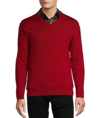 Hart Schaffner Marx Big & Tall Merino Wool V-Neck Sweater