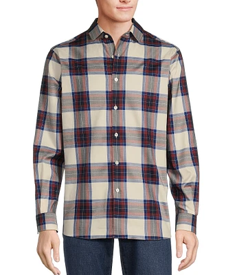 Hart Schaffner Marx Buff Plaid Button Down Long Sleeve Shirt