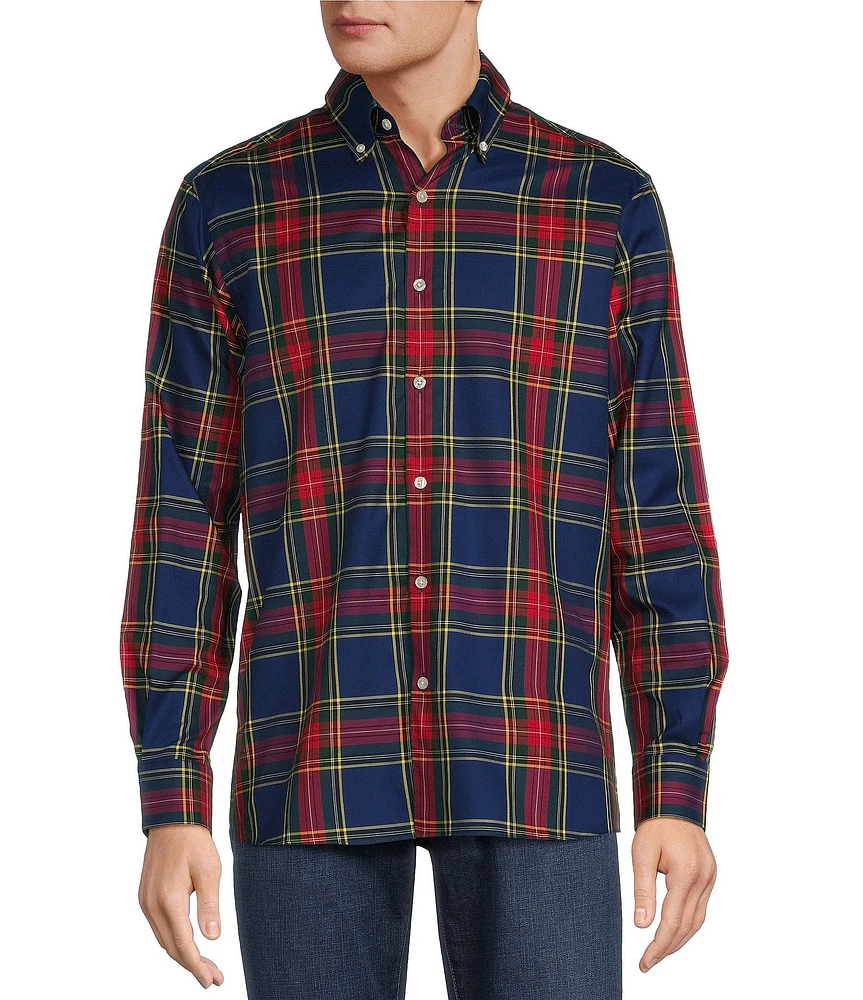 Hart Schaffner Marx Button-Down Dark Plaid Long Sleeve Shirt