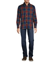 Hart Schaffner Marx Button-Down Dark Plaid Long Sleeve Shirt