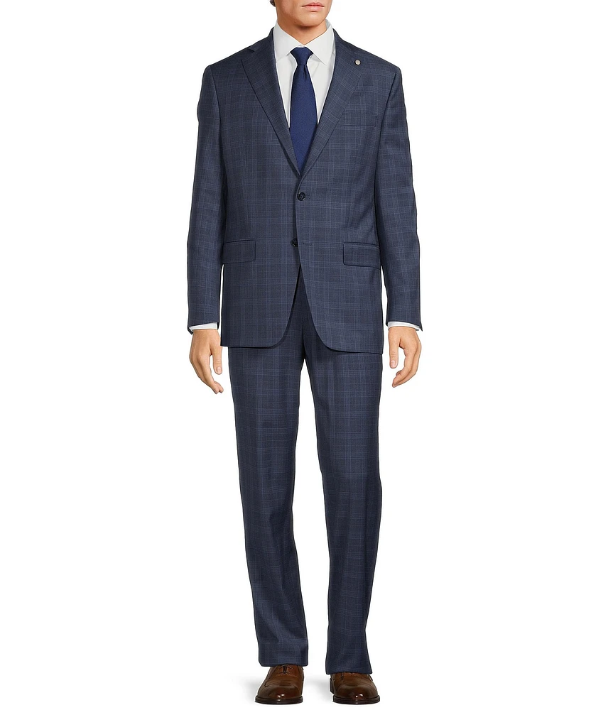 Hart Schaffner Marx Chicago Classic Fit Flat Front Straight Leg Plaid 2-Piece Suit