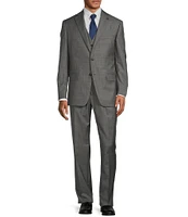 Hart Schaffner Marx Chicago Classic Fit Flat Front Grey Sharkskin Pattern 3-Piece Vested Suit