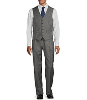 Hart Schaffner Marx Chicago Classic Fit Flat Front Grey Sharkskin Pattern 3-Piece Vested Suit