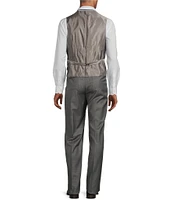 Hart Schaffner Marx Chicago Classic Fit Flat Front Grey Sharkskin Pattern 3-Piece Vested Suit