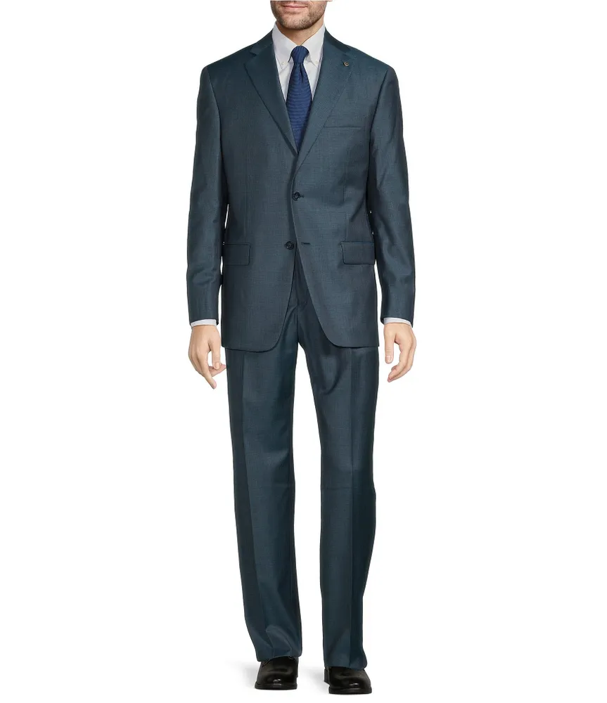 Hart Schaffner Marx Chicago Classic Fit Reverse Pleat Sharkskin Pattern 2-Piece Suit