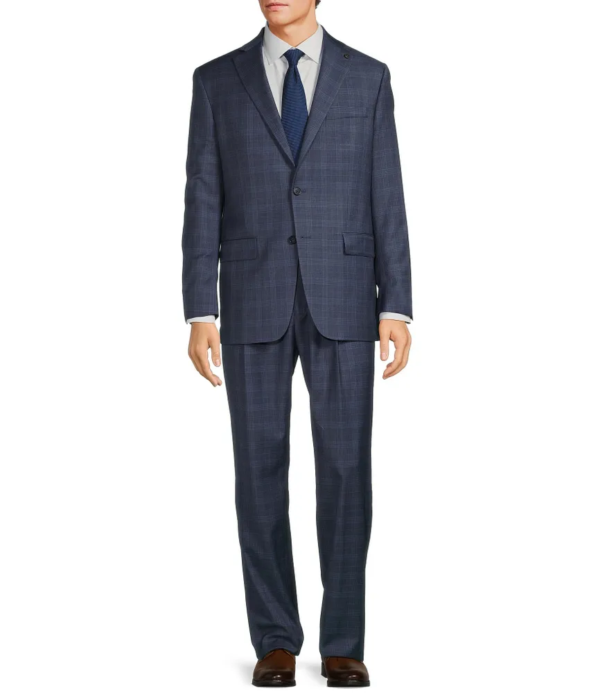 Hart Schaffner Marx Chicago Classic Fit Reverse Pleated Plaid 2-Piece Suit