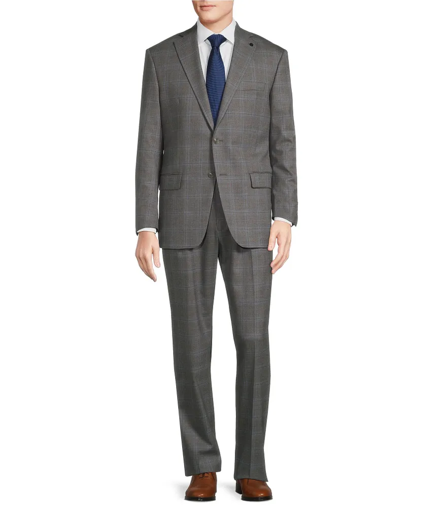 Hart Schaffner Marx Chicago Classic Fit Pleated Performance Windowpane 2-Piece Suit