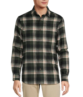 Hart Schaffner Marx Dark Ombre Plaid Long Sleeve Sportshirt