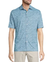 Hart Schaffner Marx Featherweight Luxury Performance Short Sleeve Floral Print Coat Front Shirt