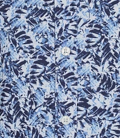 Hart Schaffner Marx Featherweight Luxury Performance Short Sleeve Leaf Print Coat Front Shirt