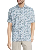 Hart Schaffner Marx Featherweight Luxury Performance Short Sleeve Palm Print Coat Front Shirt