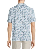 Hart Schaffner Marx Featherweight Luxury Performance Short Sleeve Palm Print Coat Front Shirt