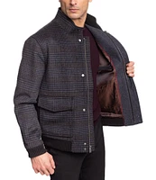 Hart Schaffner Marx Long Sleeve Genesee Plaid Wool Blend Bomber Jacket