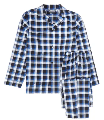 Hart Schaffner Marx Long Sleeve Plaid Woven Sleep Shirt & Matching Sleep Pant 2-Piece Pajama Set