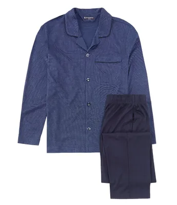 Hart Schaffner Marx Long Sleeve Solid Knit Sleep Shirt & Matching Pant 2-Piece Pajama Set