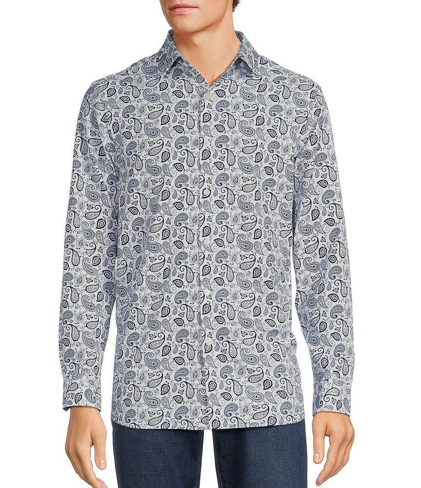 Hart Schaffner Marx Luxury Performance Long Sleeve Paisley Woven Sportshirt