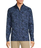 Hart Schaffner Marx Luxury Performance Long Sleeve Quarter-Zip Paisley Knit Pullover