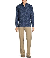 Hart Schaffner Marx Luxury Performance Long Sleeve Quarter-Zip Paisley Knit Pullover