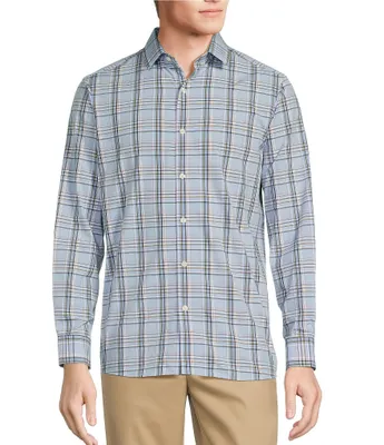 Hart Schaffner Marx Luxury Performance Long Sleeve Spread Collar Multi Plaid Sport Shirt