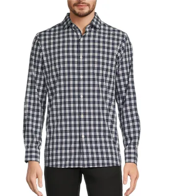 Hart Schaffner Marx Luxury Performance Long Sleeve Spread Collar Plaid Sport Shirt