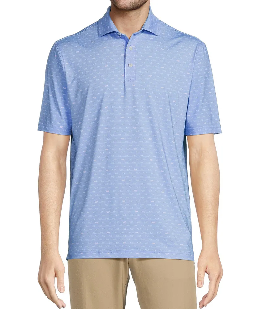 Hart Schaffner Marx Luxury Performance Printed Short Sleeve Knit Polo Shirt