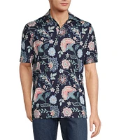 Hart Schaffner Marx Luxury Performance Short Sleeve Dark Floral Paisley Polo Shirt