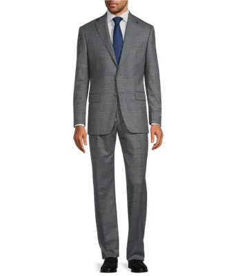 Hart Schaffner Marx New York Modern Fit Flat Front Performance Plaid Print 2-Piece Suit