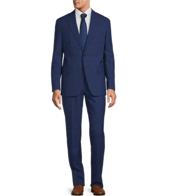 Hart Schaffner Marx New York Modern Fit Flat Front Ultra Stretch Plaid 2-Piece Suit