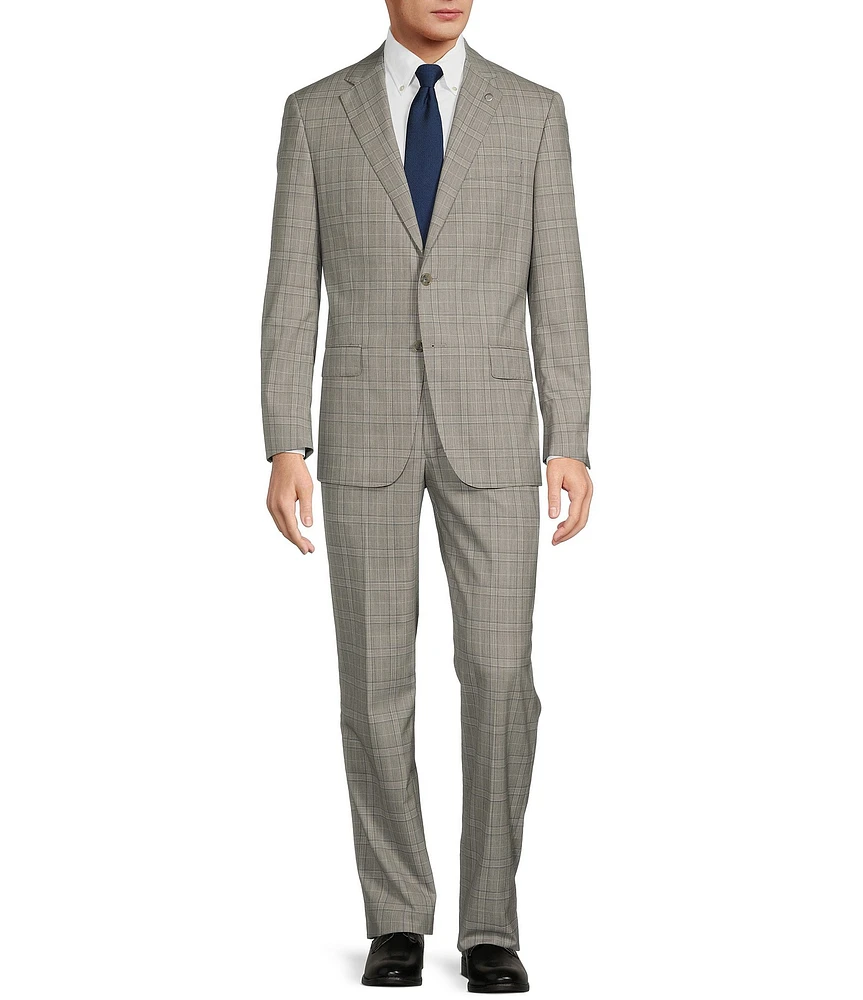 Hart Schaffner Marx New York Modern Fit Flat Front Plaid 2-Piece Suit