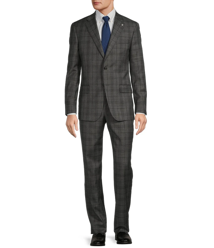 Hart Schaffner Marx New York Modern Fit Flat Front Glen Plaid 2-Piece Suit