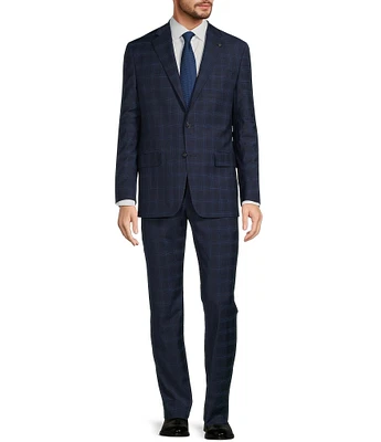 Hart Schaffner Marx New York Modern Fit Flat Front Plaid 2-Piece Suit