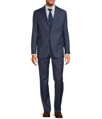 Hart Schaffner Marx New York Modern Fit Flat Front Straight Leg Plaid 2-Piece Suit