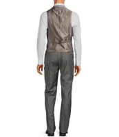 Hart Schaffner Marx New York Modern Fit Flat Front Sharkskin Pattern 3-Piece Vested Suit