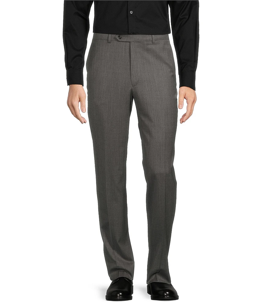 Hart Schaffner Marx New York Modern Fit Flat Front Super Stretch Pre-Tailored Solid Dress Pants