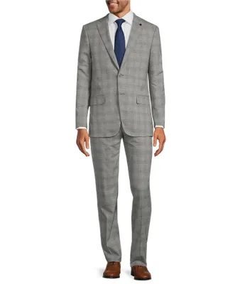 Hart Schaffner Marx New York Modern Fit Flat Front Performance Stretch Plaid 2-Piece Suit