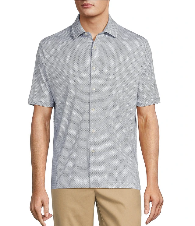 Hart Schaffner Marx Short Sleeve Spread Collar HartSoft Medallion Printed  Coatfront Shirt at Hamilton Place in Chattanooga, TN