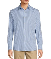 Hart Schaffner Marx State Street Essentials Long Sleeve Stripe Albini Knit 4Flex Coatfront Shirt