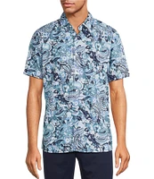 Hart Schaffner Marx The Blueprint Collection Short Sleeve Abstract Floral Button Front Shirt