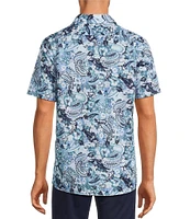 Hart Schaffner Marx The Blueprint Collection Short Sleeve Abstract Floral Button Front Shirt