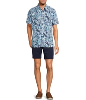 Hart Schaffner Marx The Blueprint Collection Short Sleeve Abstract Floral Button Front Shirt