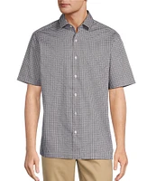 Hart Schaffner Marx The Botanic Collection Short Sleeve Spread Collar Comfort Stretch Floral Sport Shirt