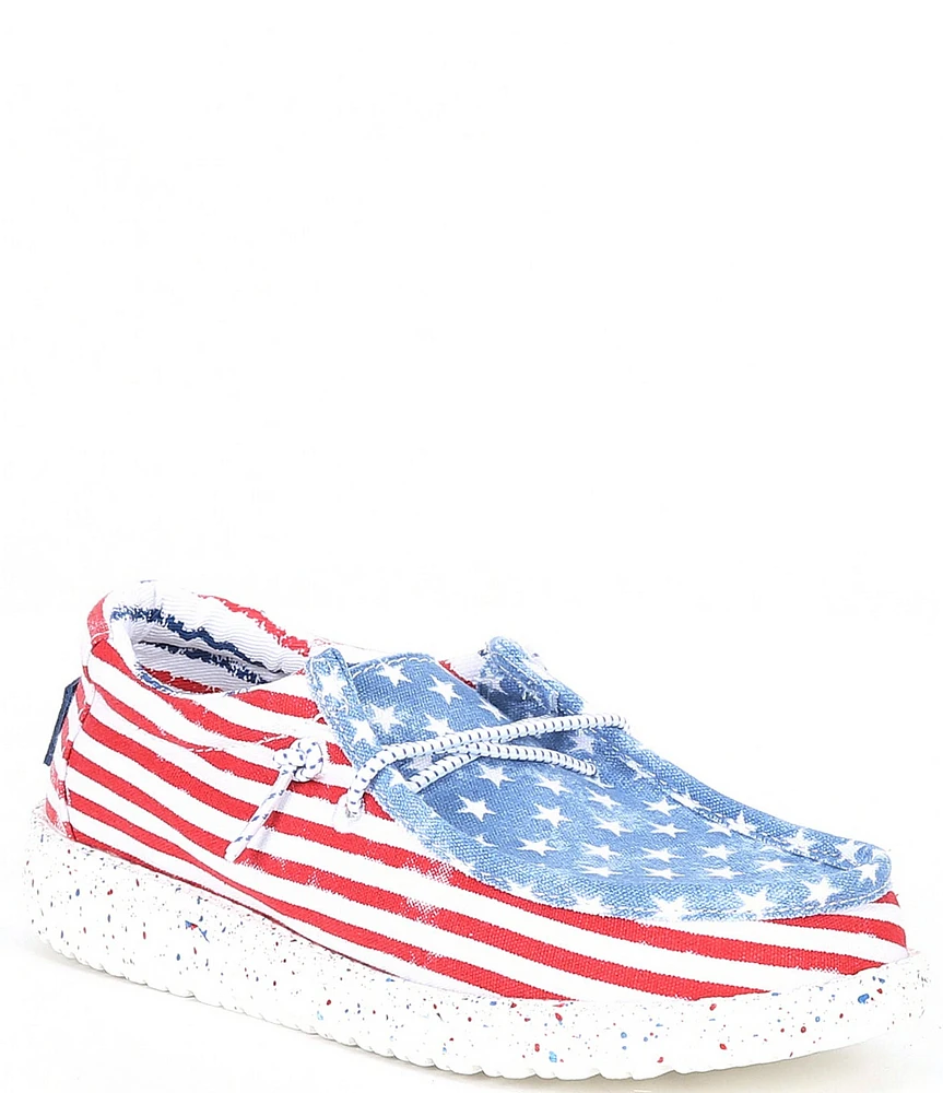 HEYDUDE Boys' Wally Star Stripe Print Washable Slip-Ons (Toddler)