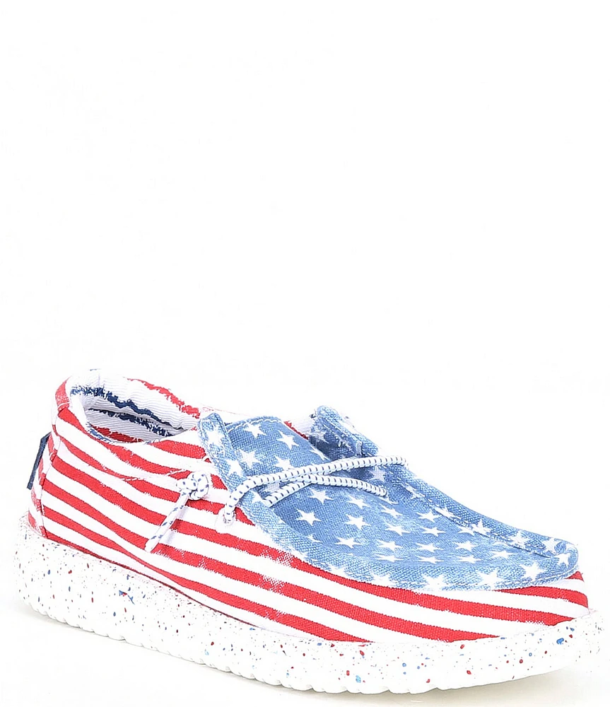 HEYDUDE Boys' Wally Star Stripe Print Washable Slip-Ons (Youth)