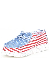 HEYDUDE Boys' Wally Star Stripe Print Washable Slip-Ons (Youth)