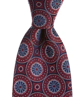 Hickey Freeman Circle Medallion 3 1/4#double; Woven Silk Tie