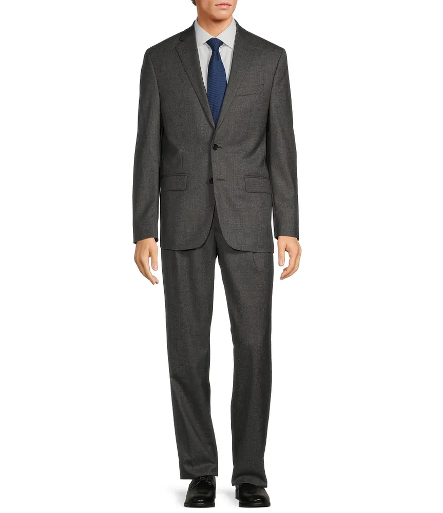 Hickey Freeman Classic Fit 2 Reverse Pleat Sharkskin Pattern 2-Piece Suit