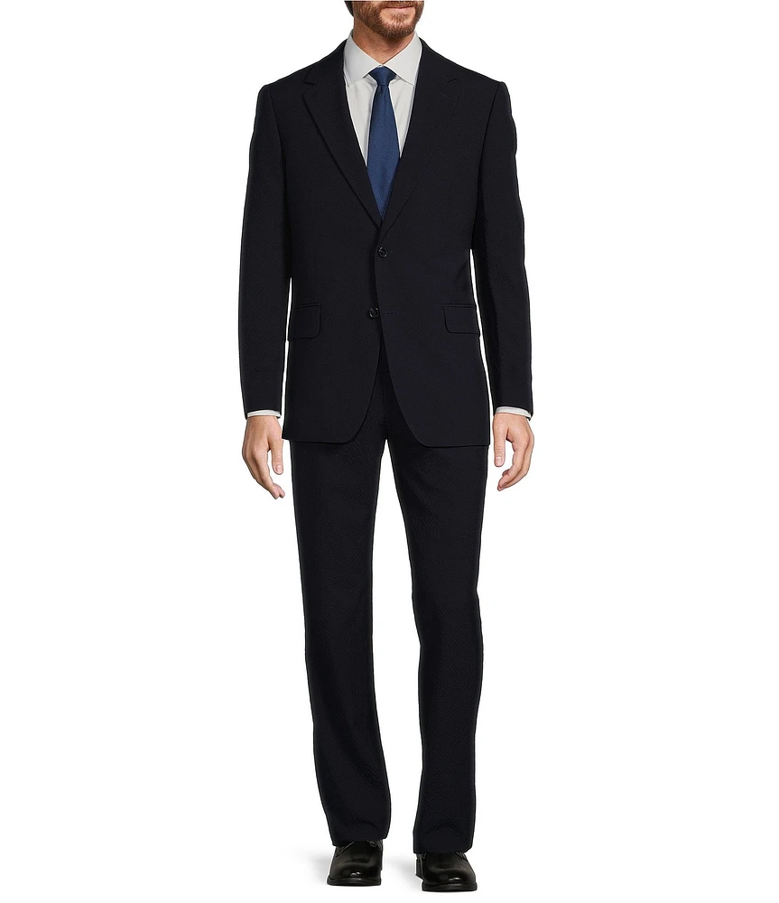 Hickey Freeman Classic Fit Flat Front Seersucker Pattern 2-Piece Suit